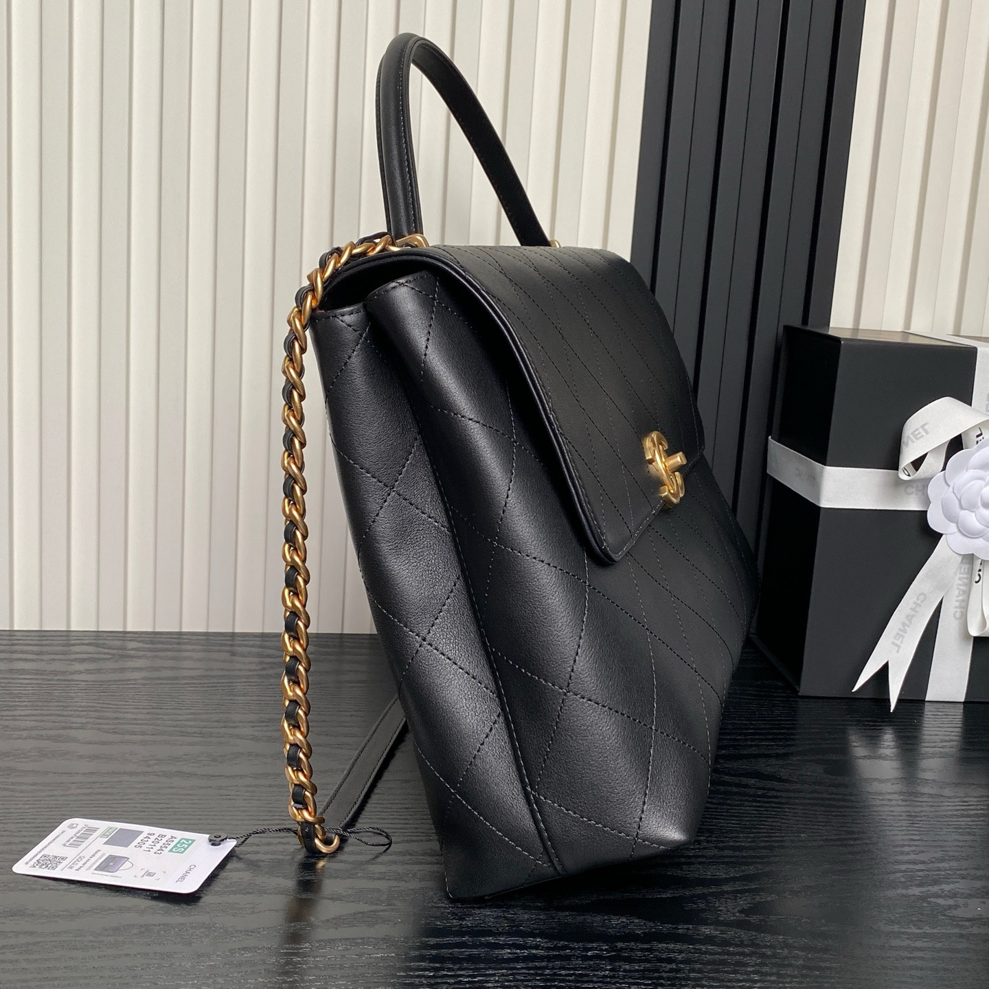 Ch*el maxi flap bag with top handle as5543 26x37x10cm