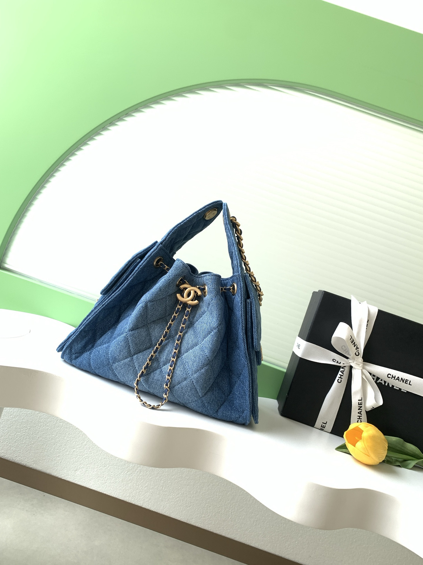 Ch*el 25 small bucket hobo handbag as5293 30x26x14cm