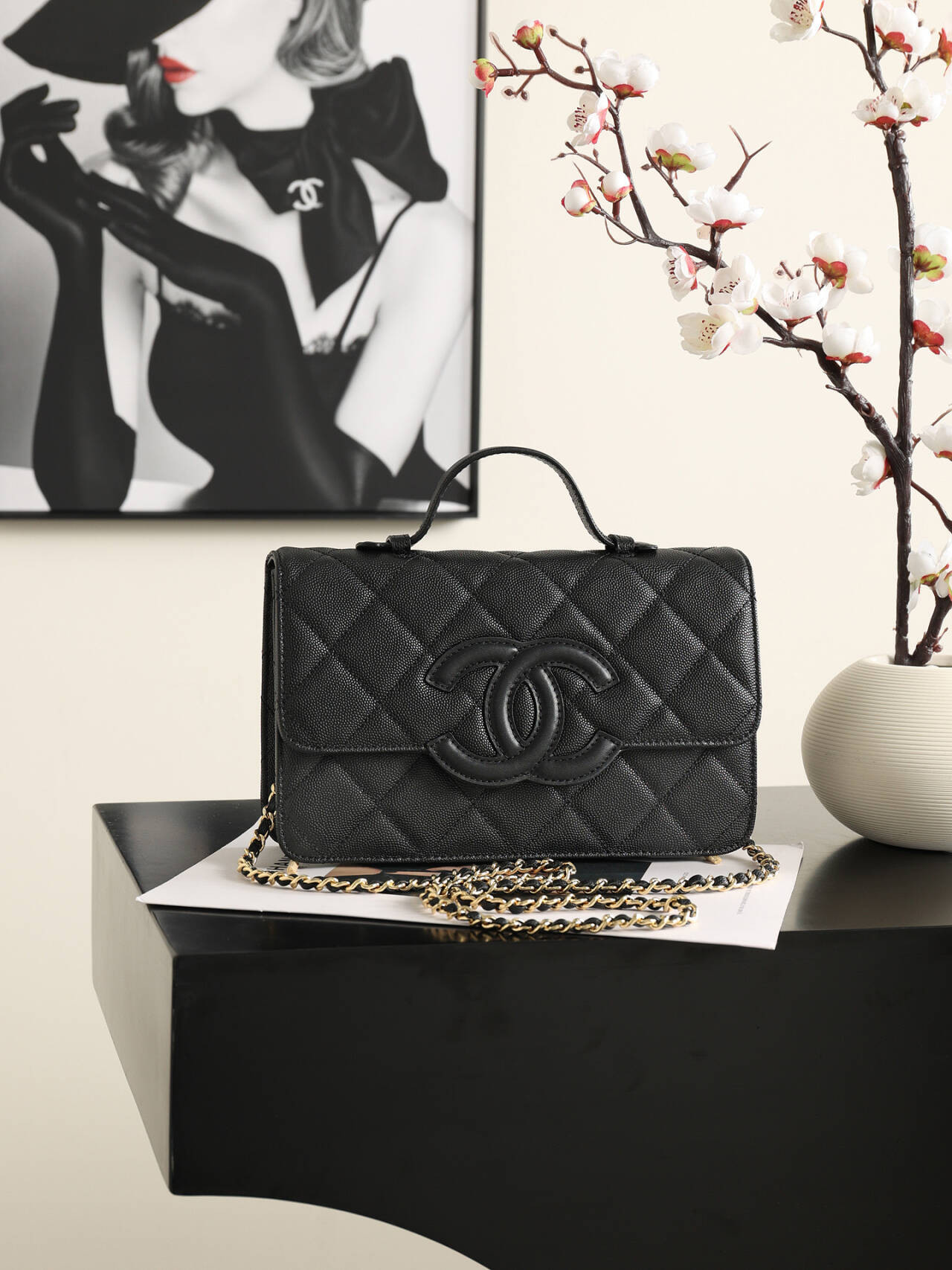 Ch*el flap bag as6554 16x24x5cm