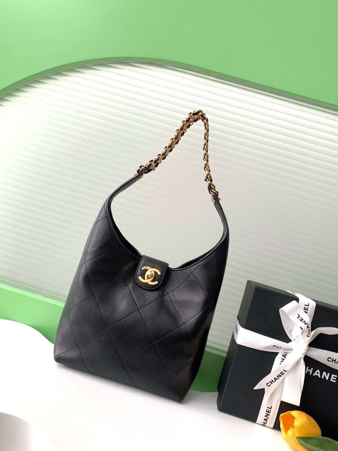 Ch*el hobo bag as5410 27x 23x 10cm