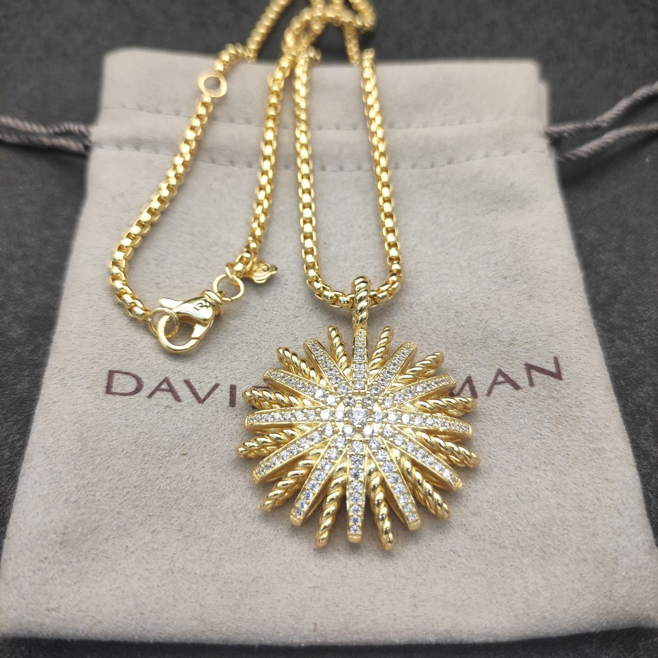 dau1d Yvrm*n sunflower full of di*m*nds necklace(chain length 50+5cm delay chain chain thickness 3mm)