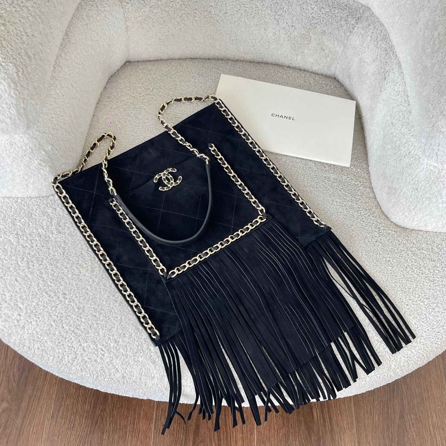 Ch*el cc fringe shopping bag 30x31cm