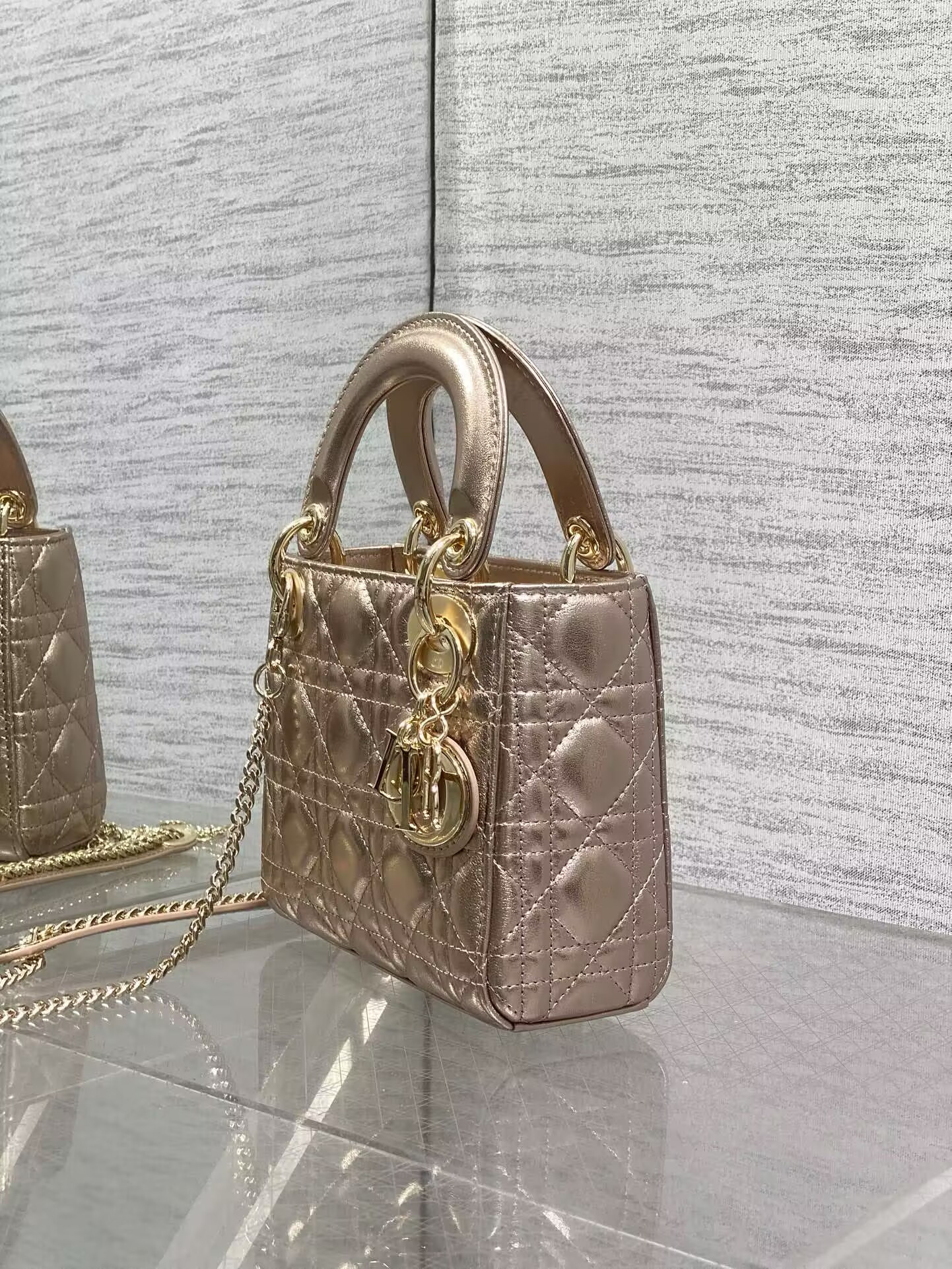 mini lady D*or bag cannage calfskin 17 x 15 x 7 cm