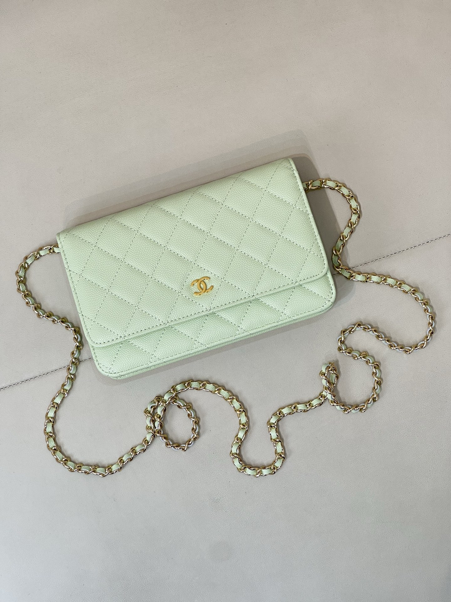 Ch*el woc classic wallet on chain as0250 12x19x3cm