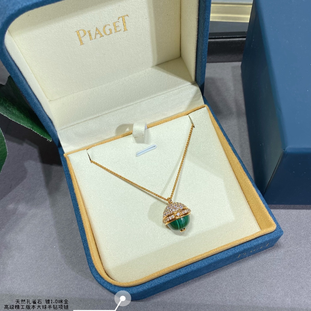 P1aget half-di*m*nd natural malachite large ball necklace