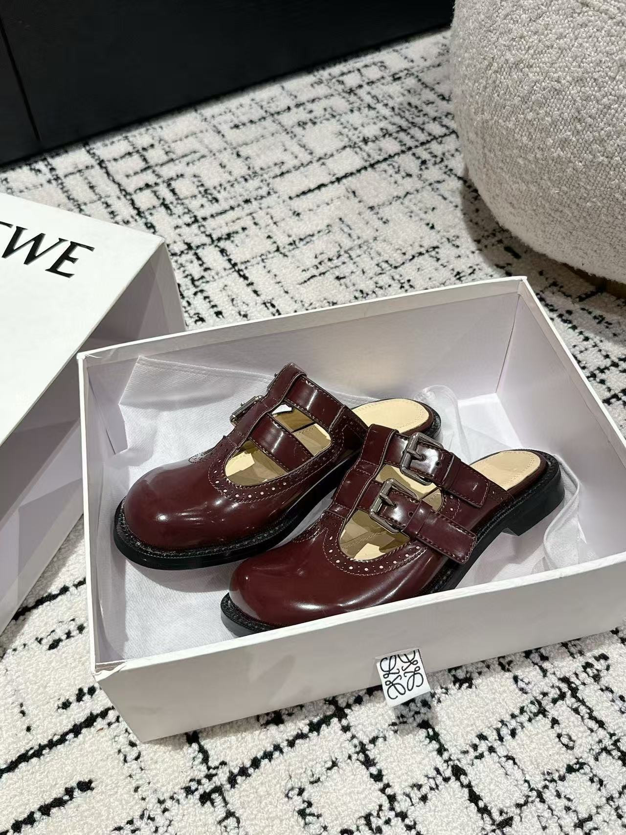 ua L0ew* campo mary jane mule in calfskin