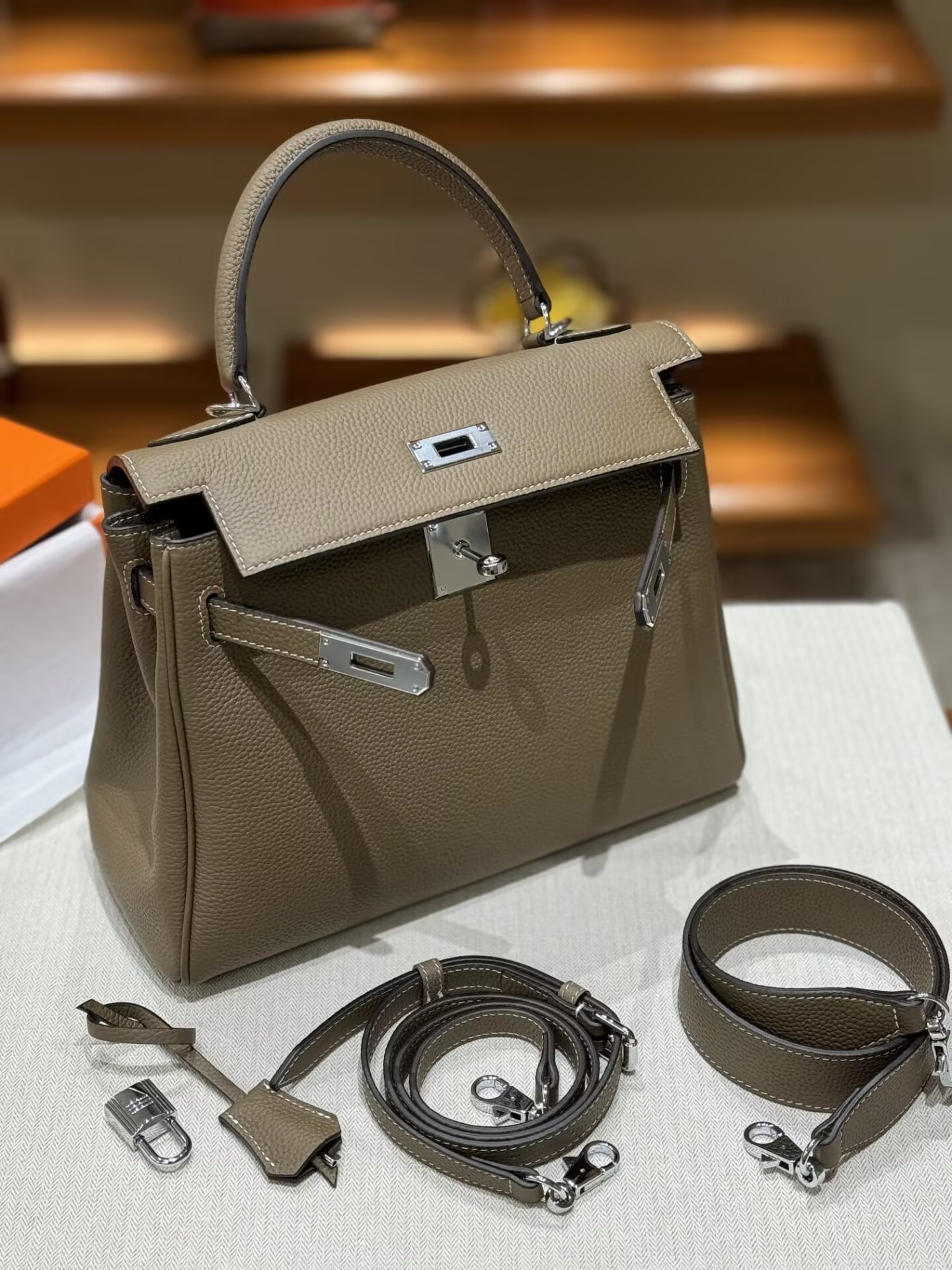 H**mes kelly silver-tone hardware 25 28