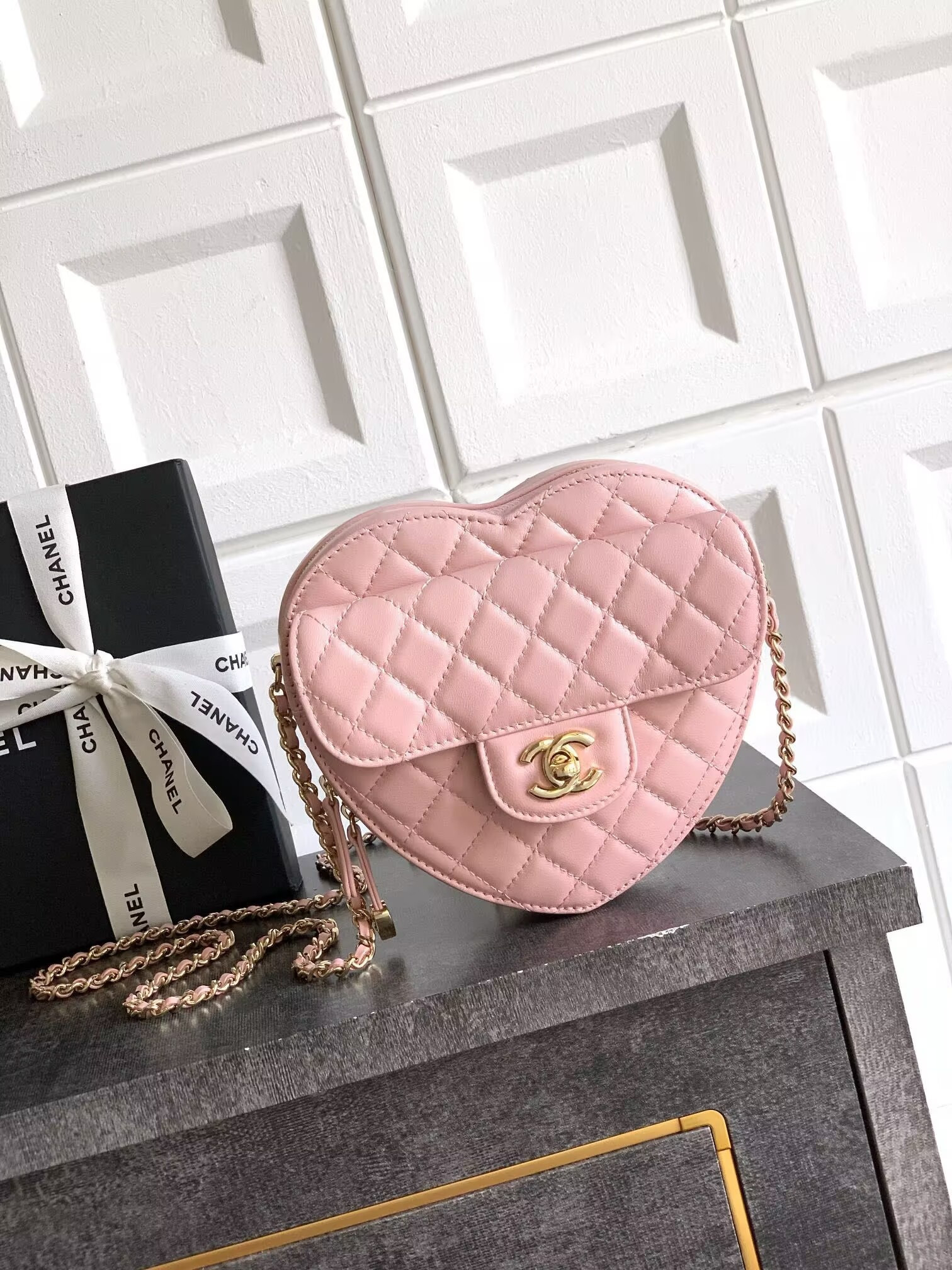 Ch*el 25b heart bag as5764 18x19x5cm