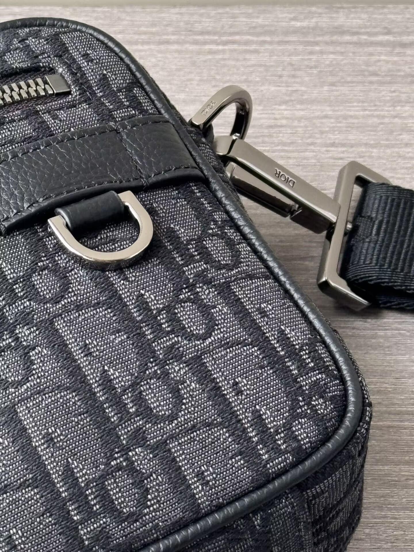 D*or safari bag with strap black D*or oblique jacquard 22x15x6cm