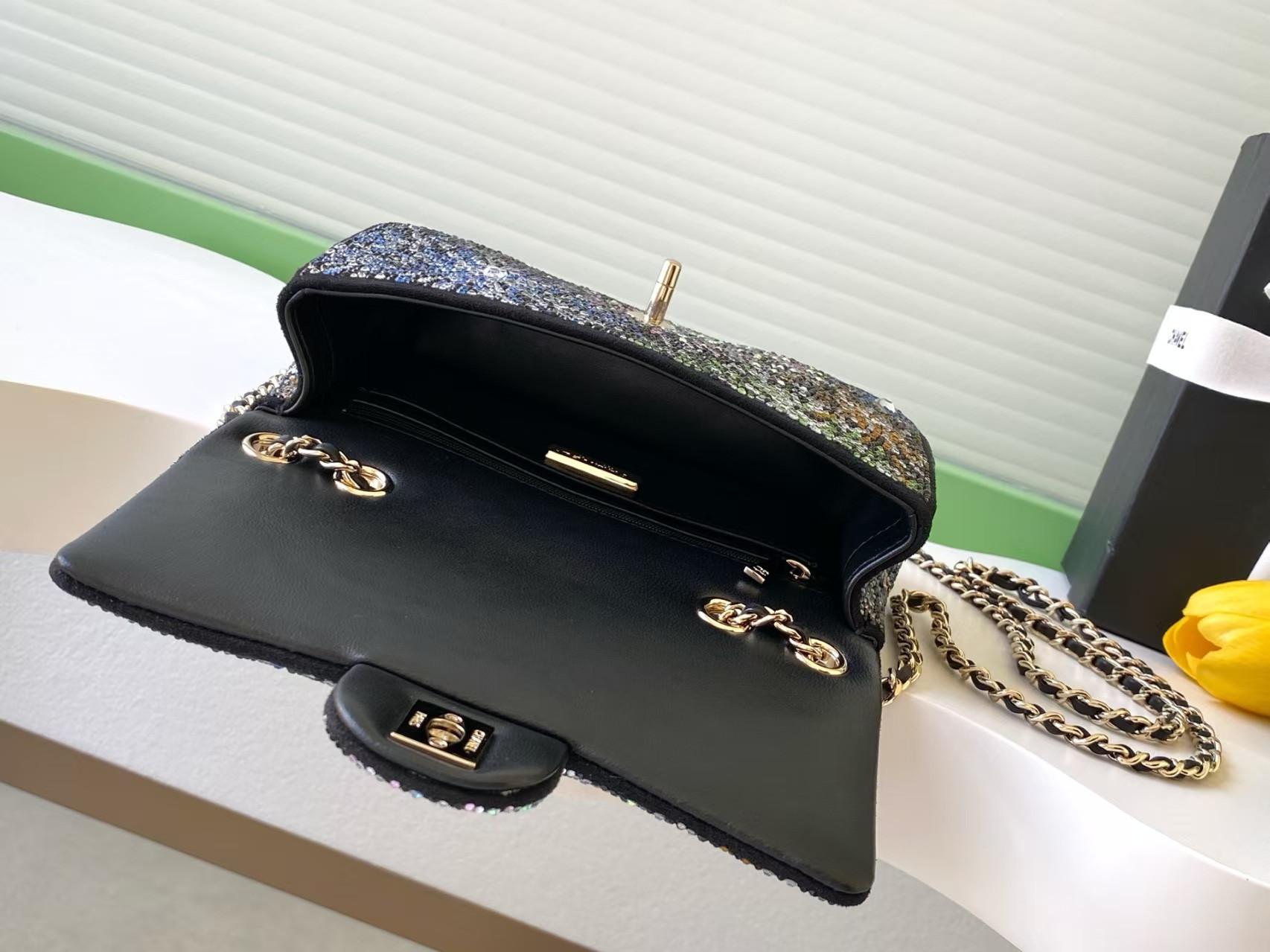 Ch*el evening bag 14x21x8cm