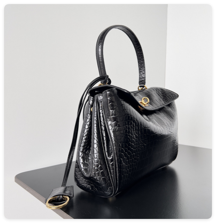 Ba*len*cia*ga rodeo mediun croc-embossed top-handle bag 35x23.3x10.9cm