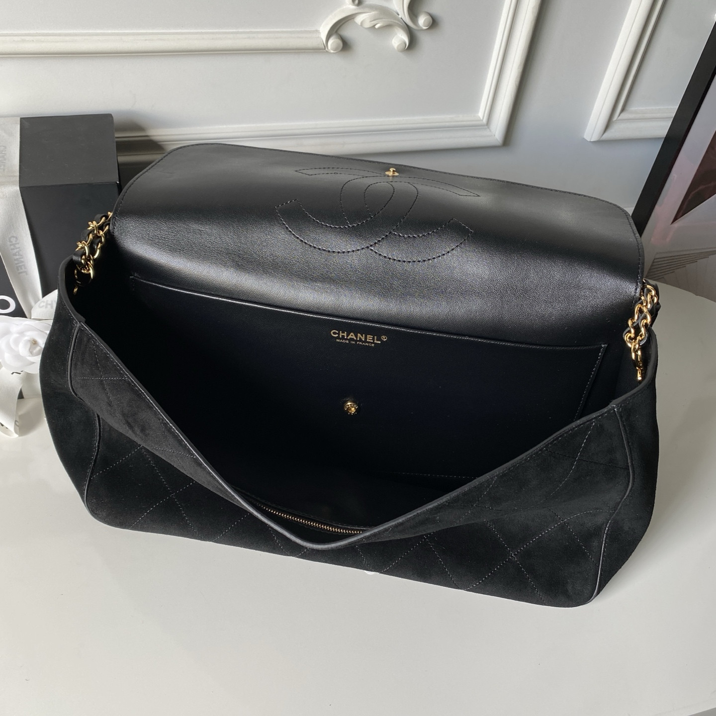 Ch*el souplissimo flap bag as6234 38.5x26x11cm