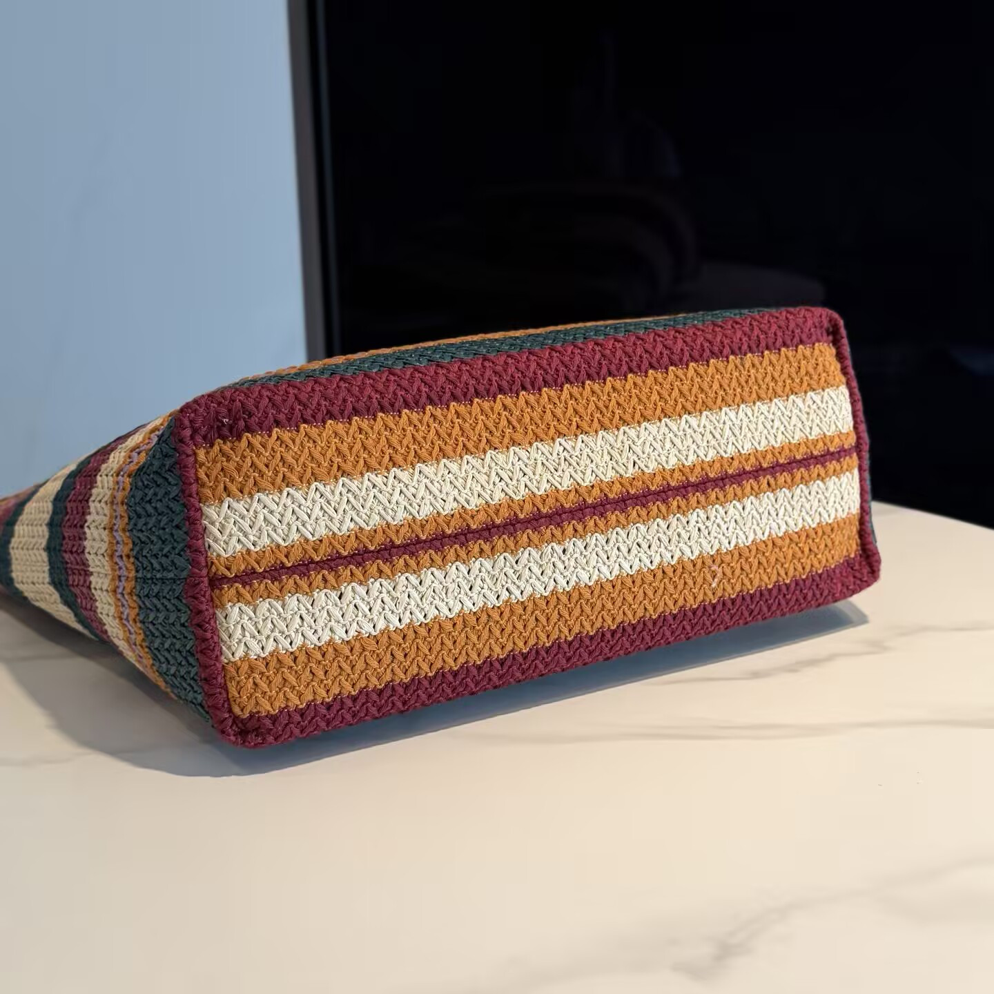 M1v M1v raffia-effect woven tote bag 30x34x16cm