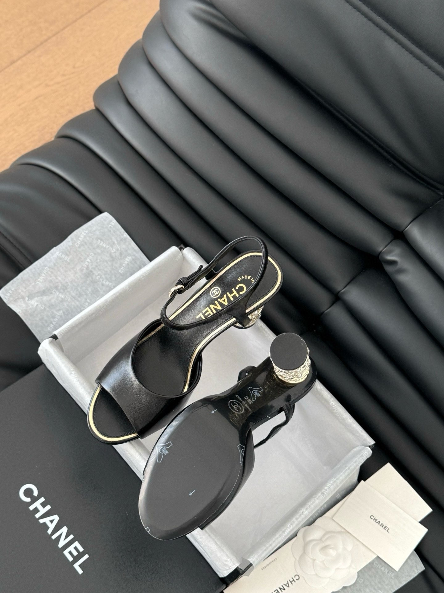 ua Ch*el rhinestone heel sandals