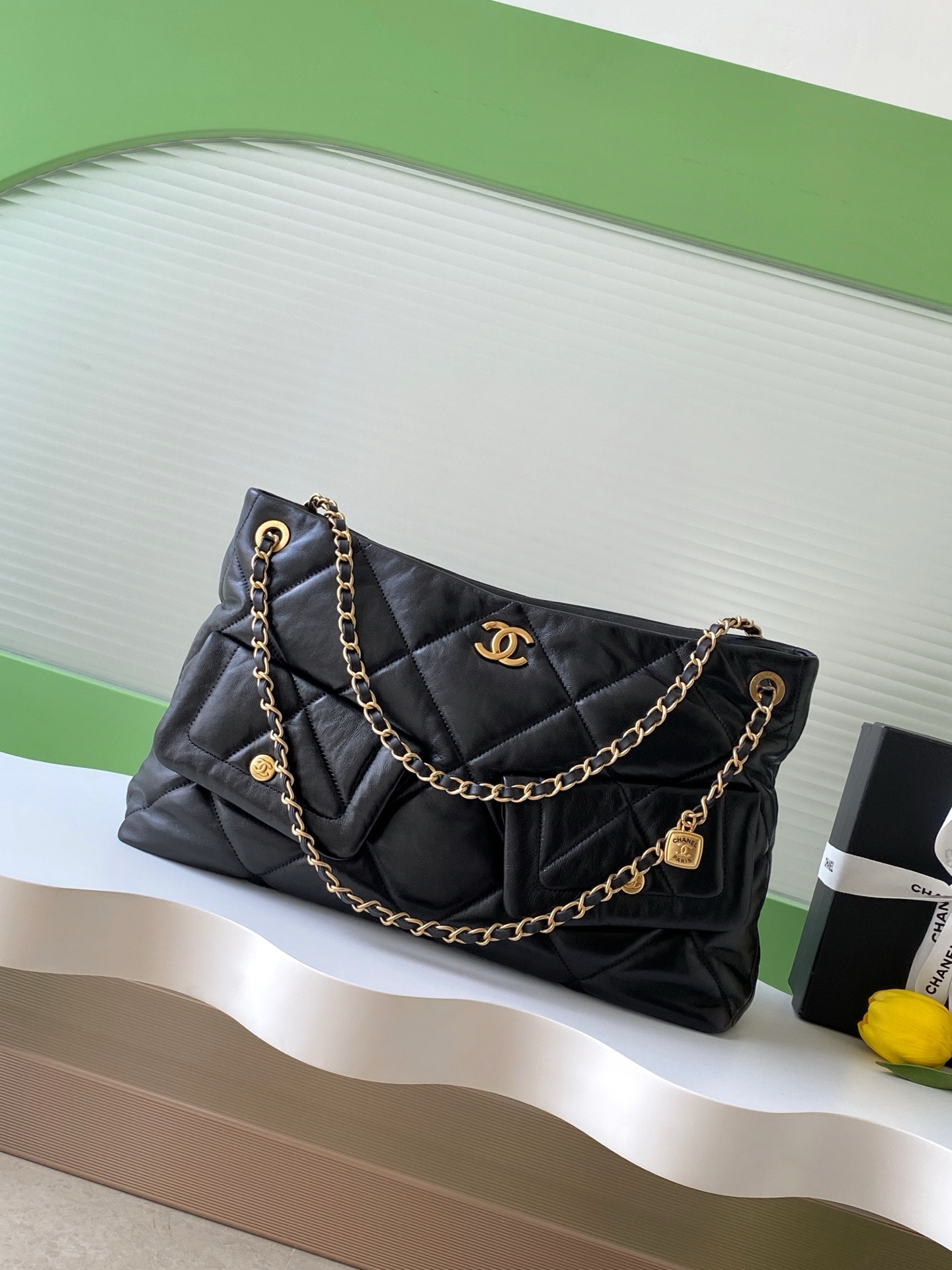 Ch*el 25k hobo shopping bag 26x38x11cm