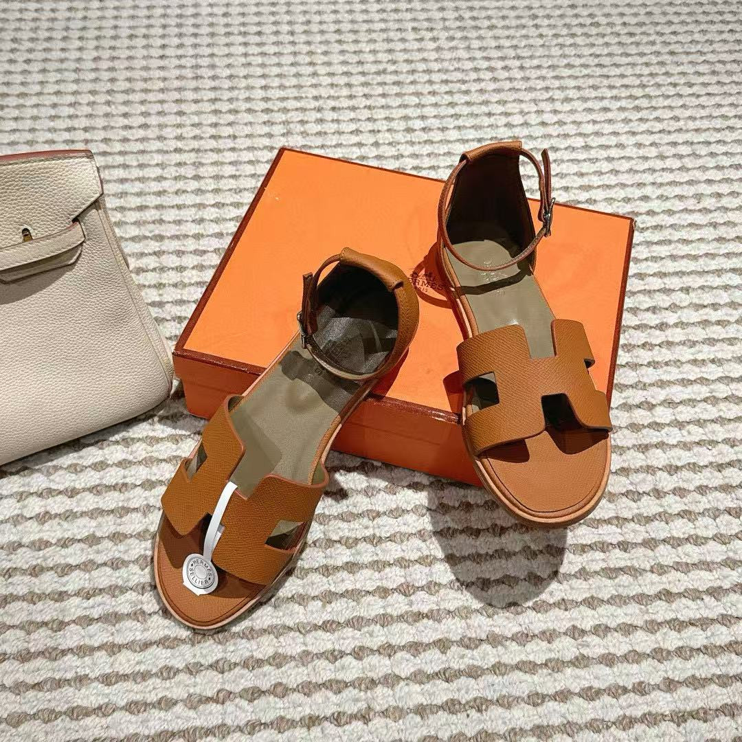 ua H**mes santorini leather sandals