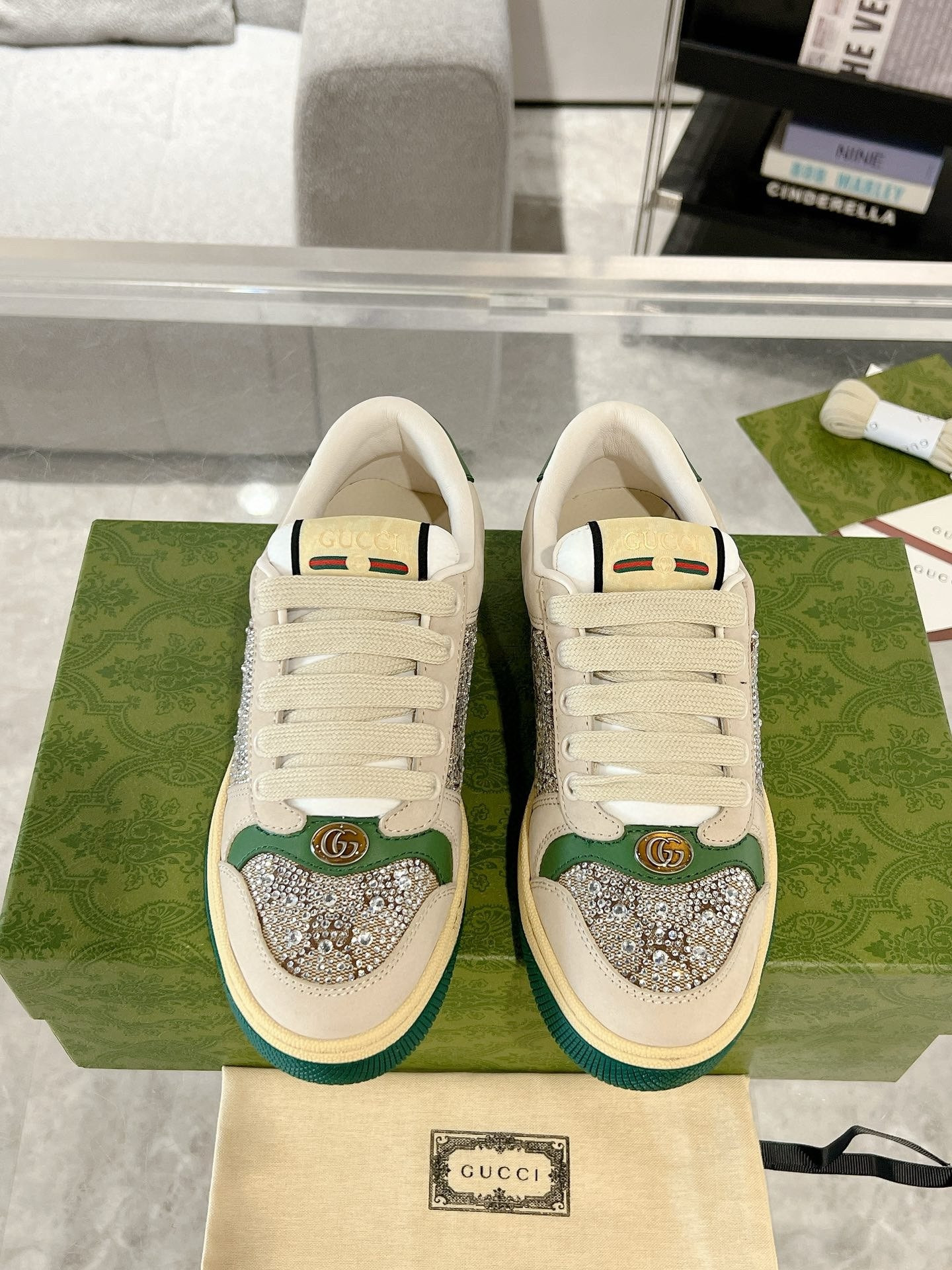 ua G*u*i gg crystal screener sneaker