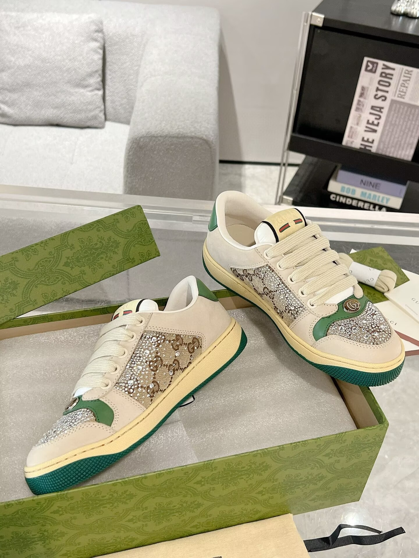 ua G*u*i gg crystal screener sneaker
