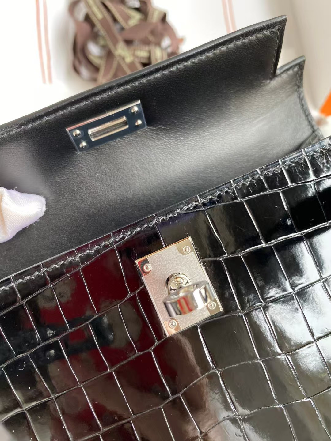h**mes mini kelly 19 19×6×12cm real alligator leather with the alligator stamp (cusT0mized, no exchange no return, about 20 days)
