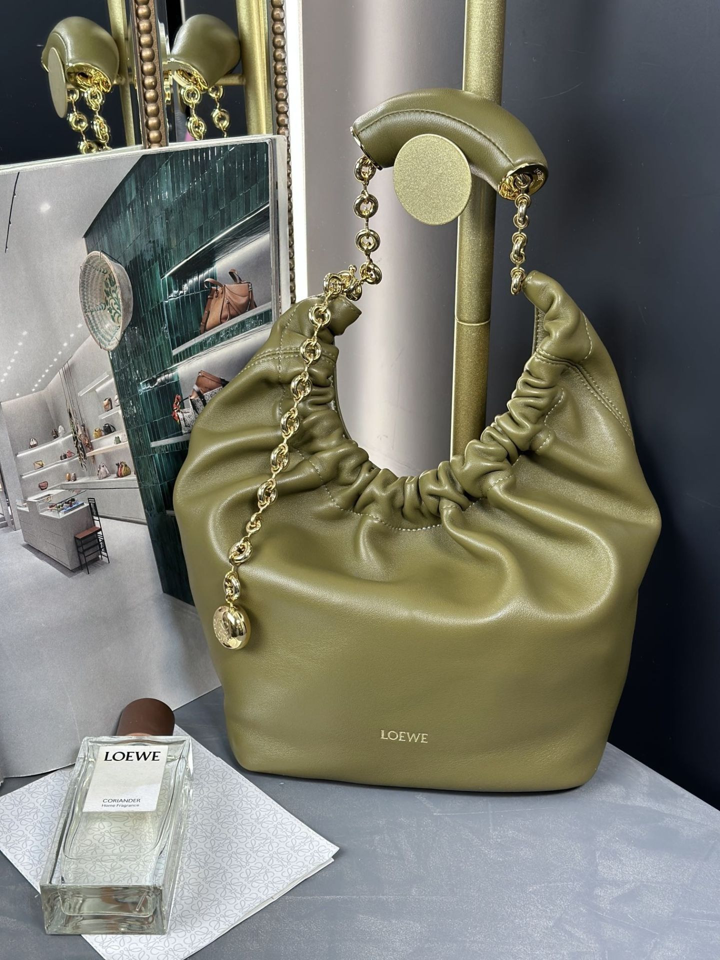 L0ew* small squeeze bag in mellow nappa lambskin 29x10.5x24cm