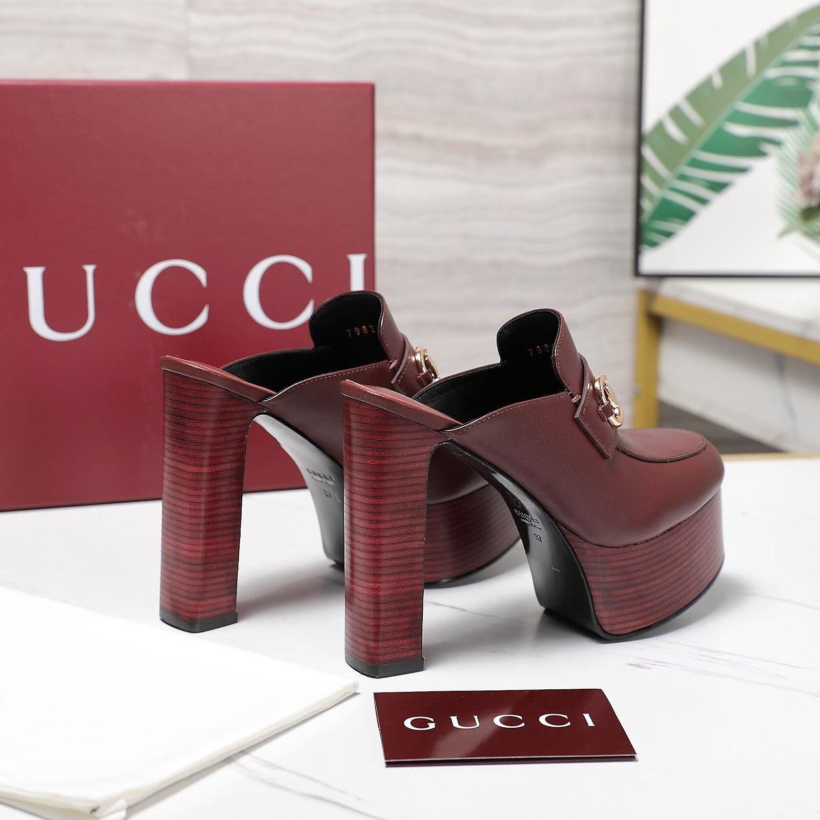 ua G*u*i horsebit mules 13.5cm heel