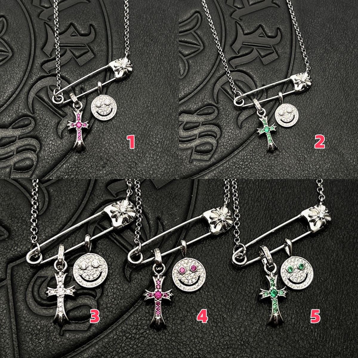ch**me he**ts smiley F**e small cross necklace (chain length 45+5cm)
