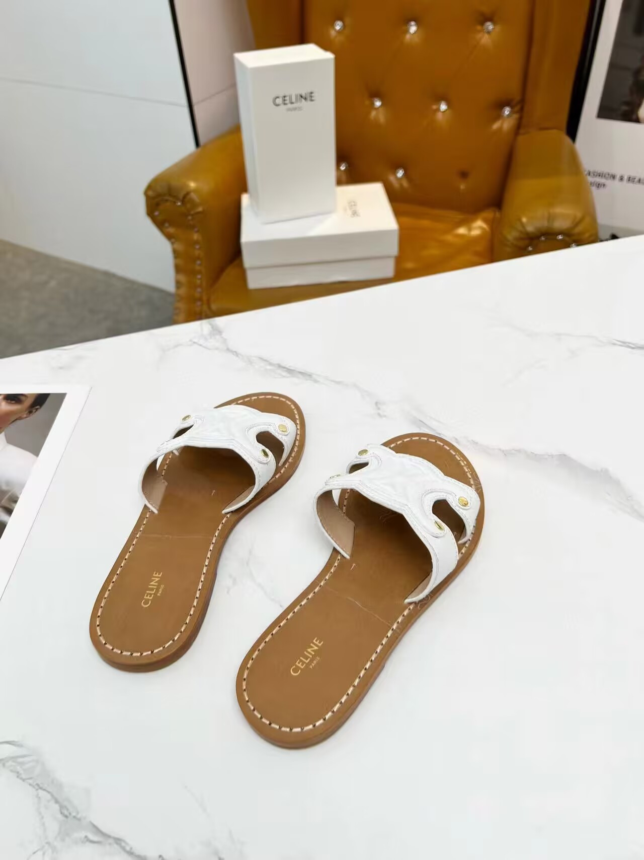 ua Ce**e triomphe mule in calfskin