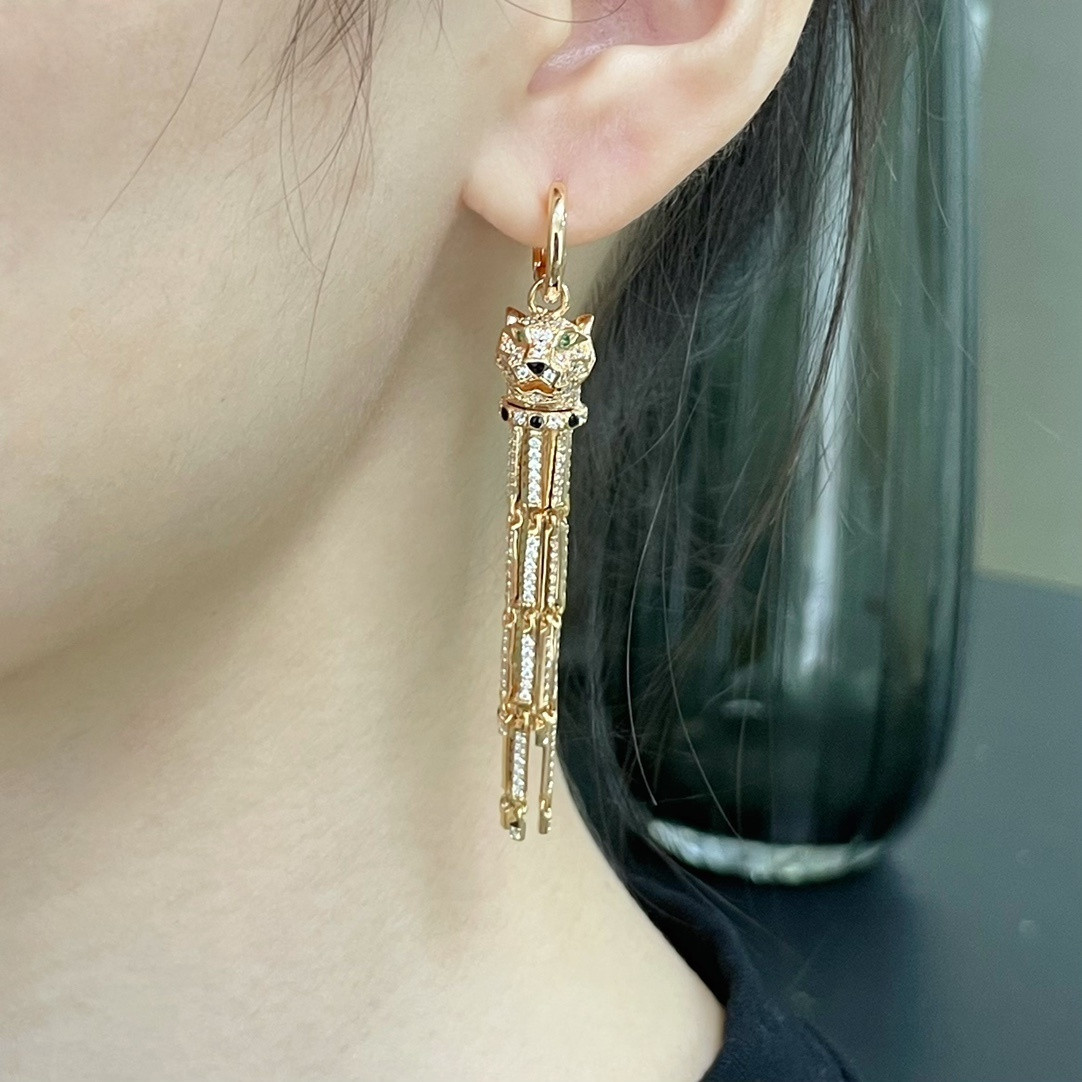 Ca*t*er spotted leopard tassel earrings