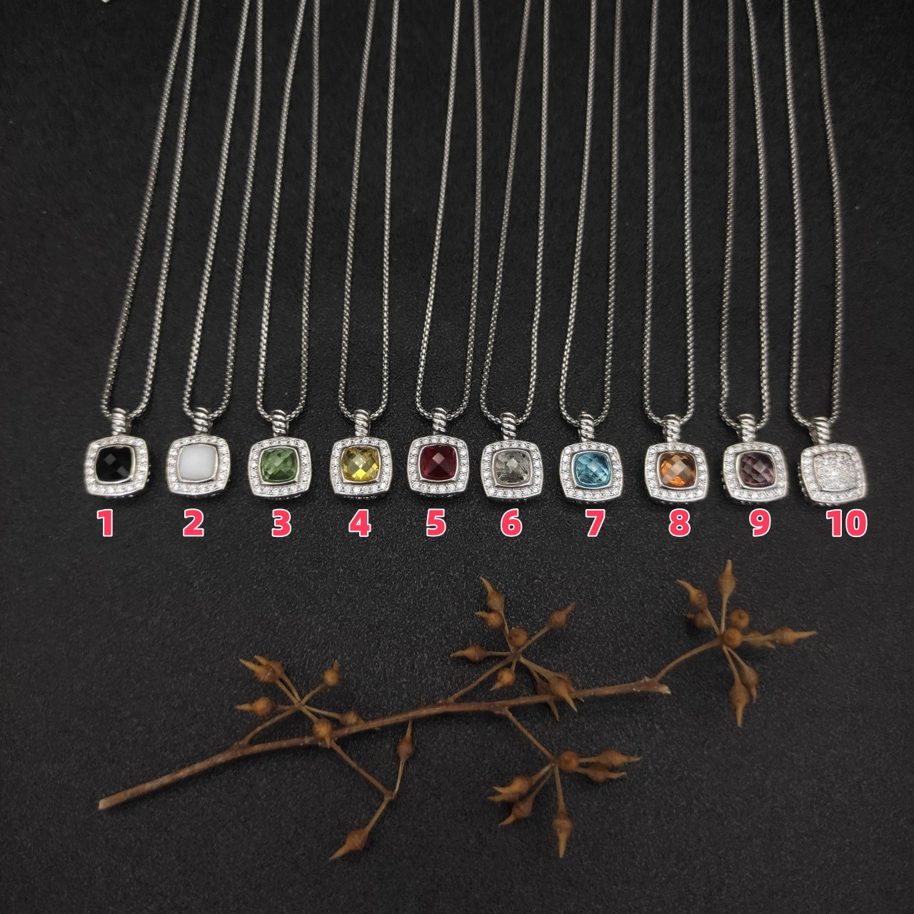 dau1d Yvrm*n square di*m*nd necklace(main stone 7mm, chain thickness 1.5mm, length 45+5cm delay chain)