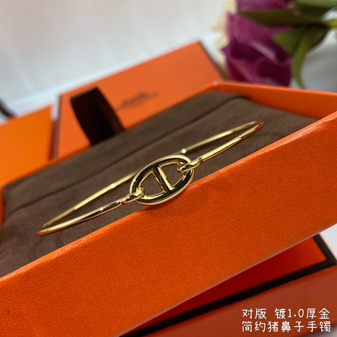 H**mes thin tube pig nose bracelet