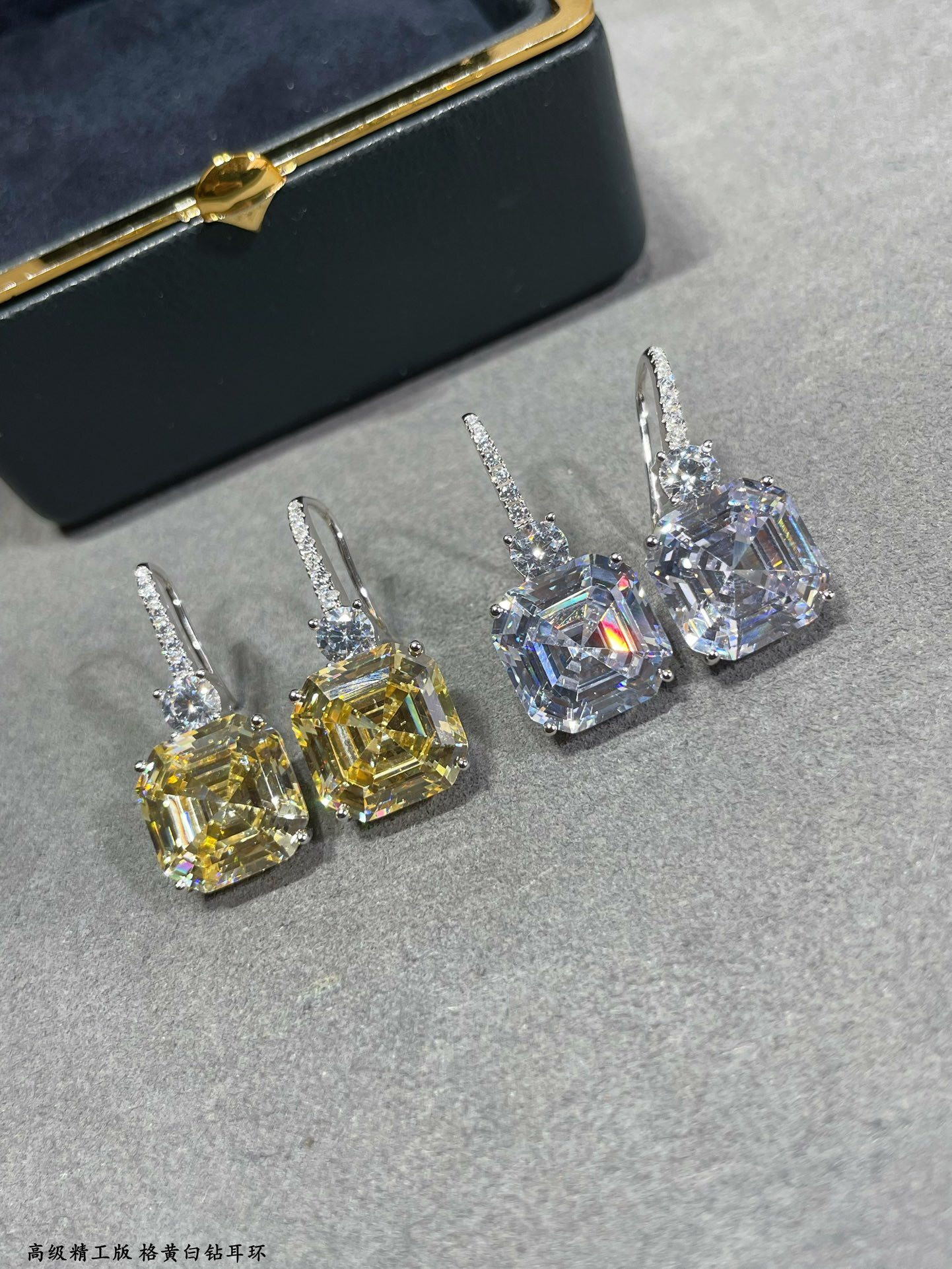Gr*ff square di*m*nd earrings ag925