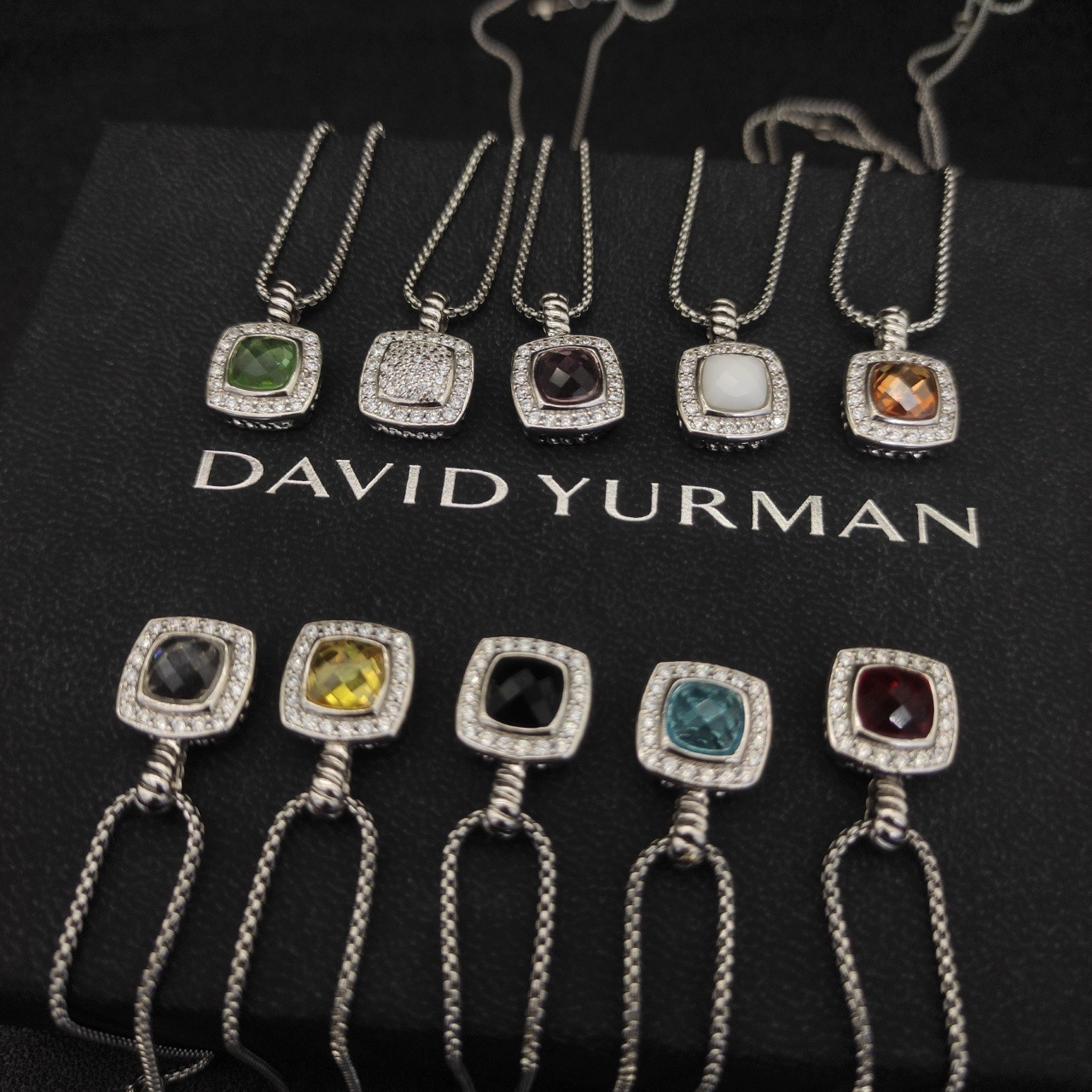 dau1d Yvrm*n square di*m*nd necklace(main stone 7mm, chain thickness 1.5mm, length 45+5cm delay chain)