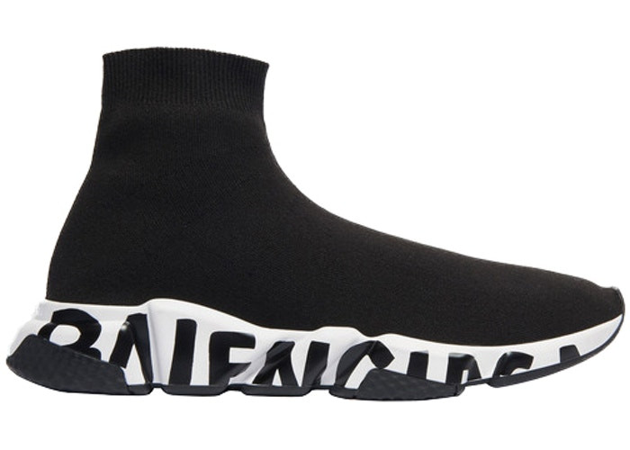balenciga speed Gr*ffiti trainers white black logo
