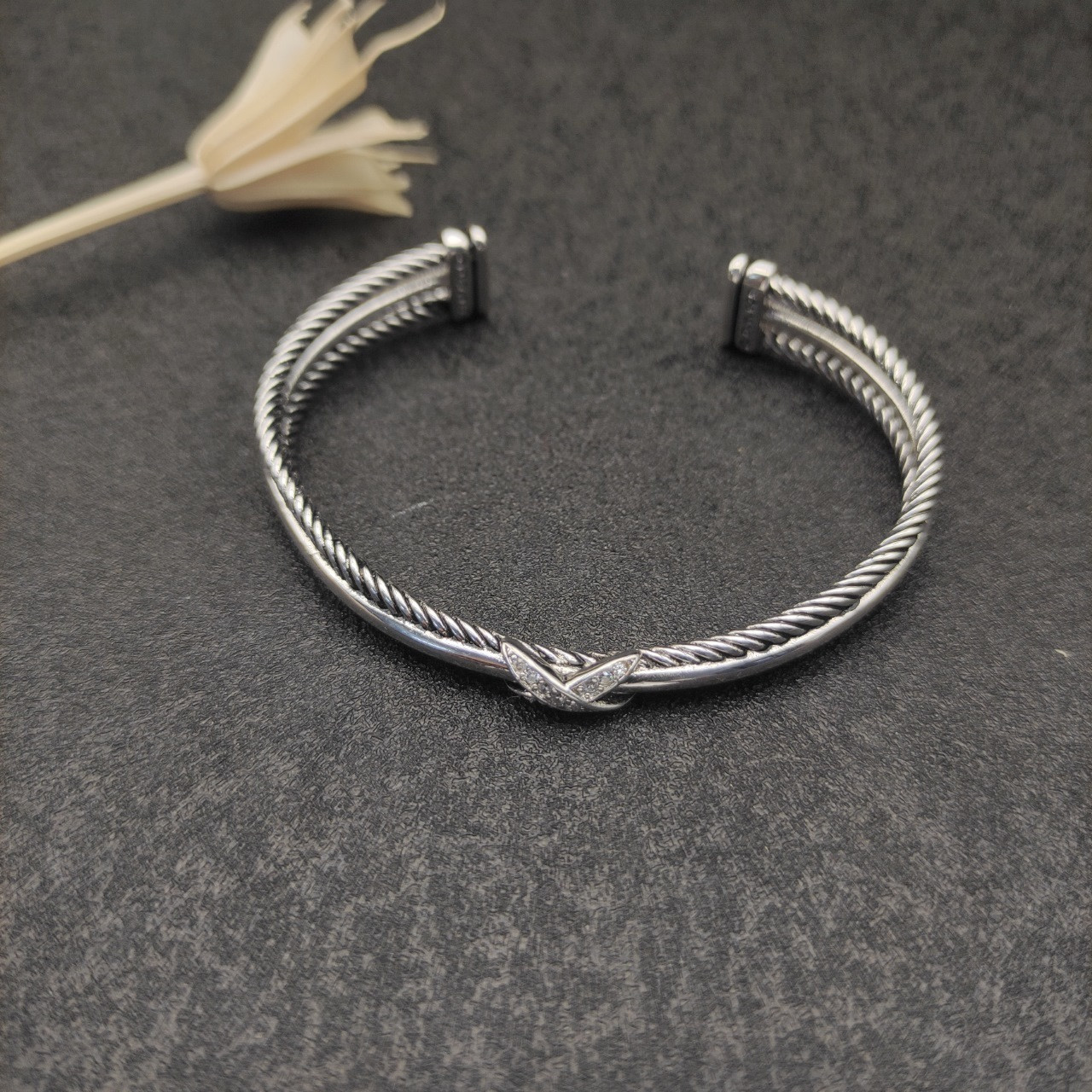 dau1d Yvrm*n 7mm three-line crossband di*m*nd x bracelet (wrist circumference 15-20cm)