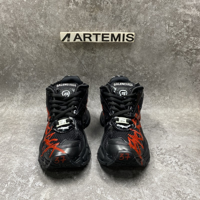 balenciga Gr*ffiti runner sneaker in black