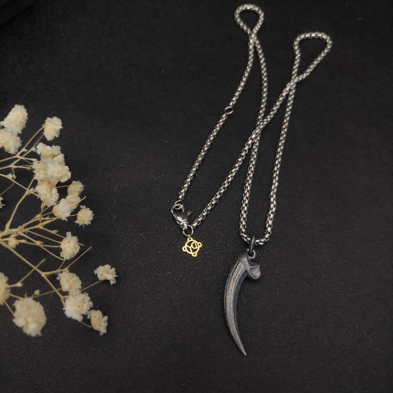 dau1d Yvrm*n horn necklace(chain length 50+5cm delay chain chain thickness 3mm)