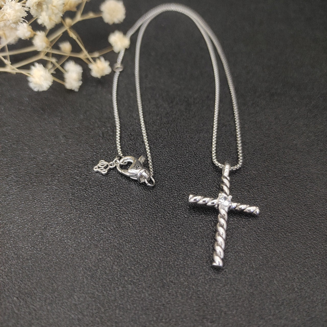 dau1d Yvrm*n cross necklace(chain length 45+5cm delay chain chain thickness 1.5mm)