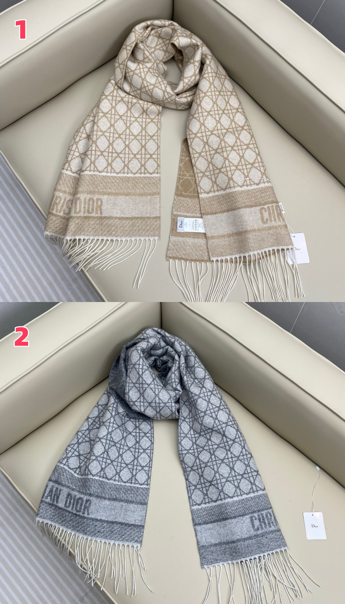 D*or cannage scarf 220x45cm 67% cashmere 43% virgin wool