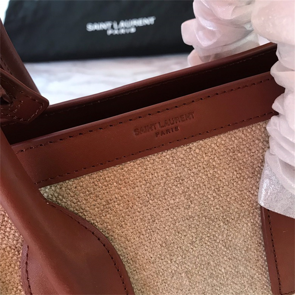 y*l sac de jour small in canvas and leather beige sea salt and bR1ck