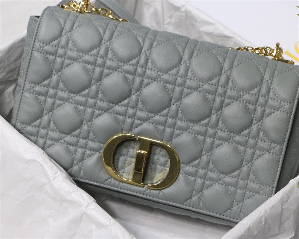 large d*or caro bag stone gray S*pple cannage calfskin 29 x 18 x 10 cm