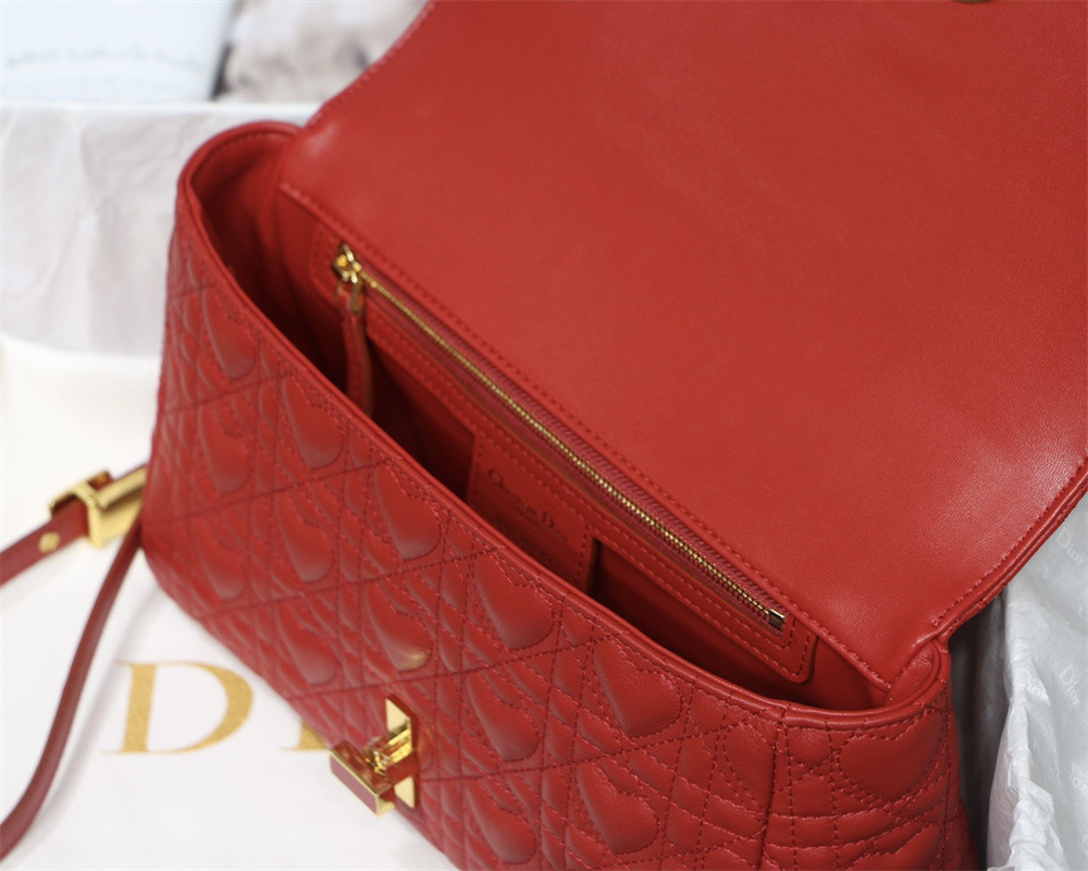 medium D*or caro bag amour red 25.5 x 15.5 x 8 cm