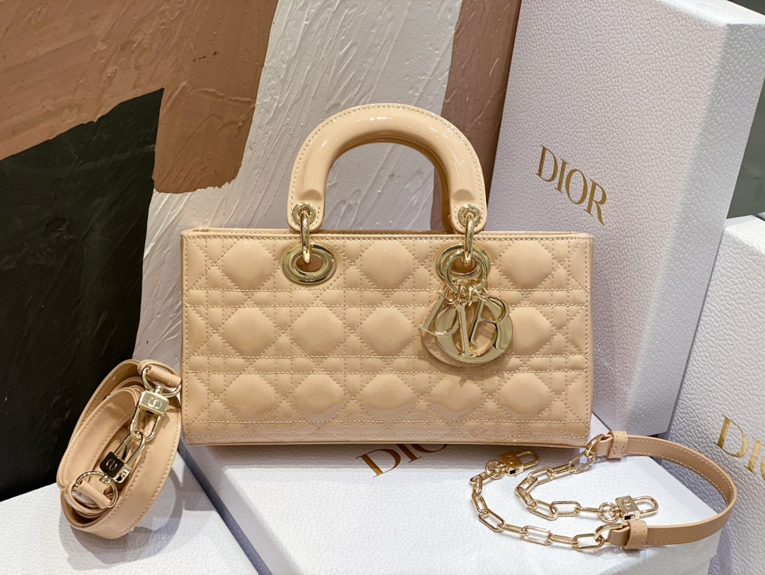 D*or small lady d-joy bag biscuit patent 26x6x14cm