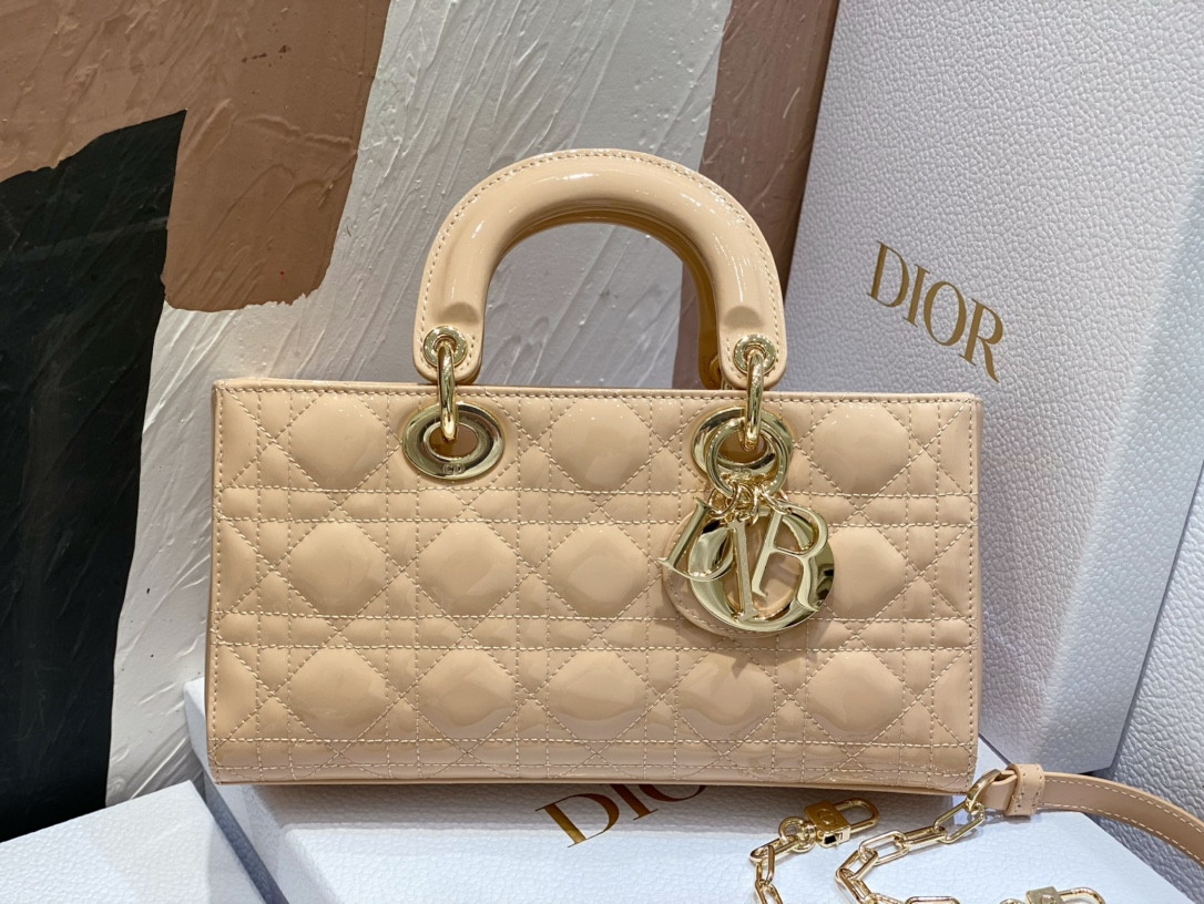 D*or small lady d-joy bag biscuit patent 26x6x14cm