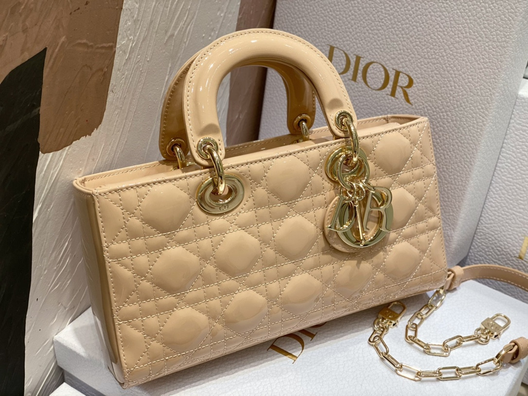 D*or small lady d-joy bag biscuit patent 26x6x14cm