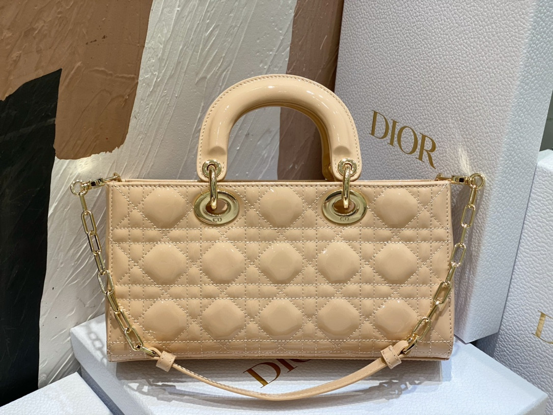 D*or small lady d-joy bag biscuit patent 26x6x14cm