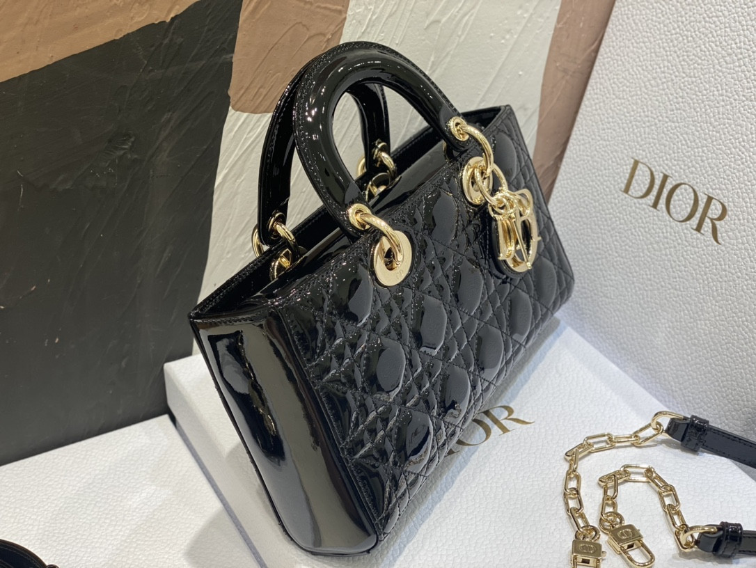 D*or small lady d-joy bag black patent 26x6x14cm