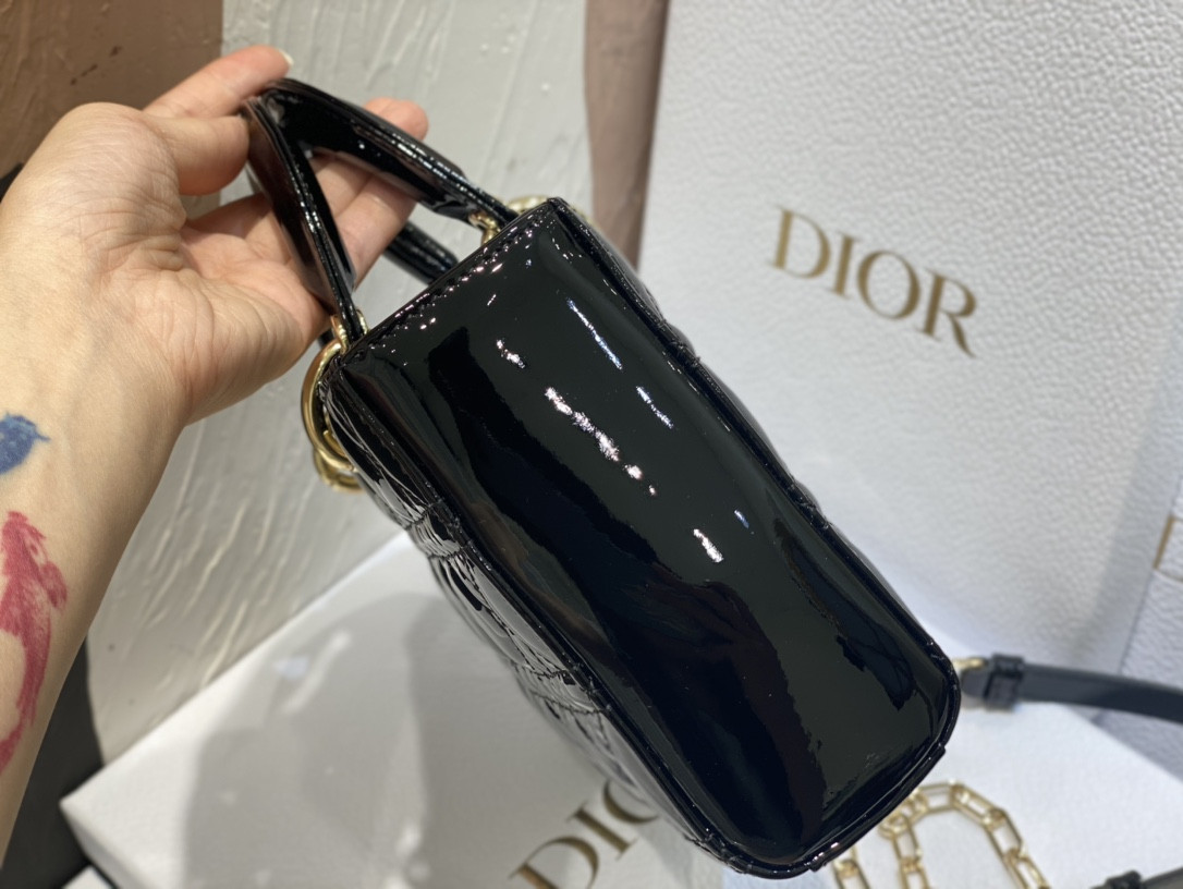 D*or small lady d-joy bag black patent 26x6x14cm