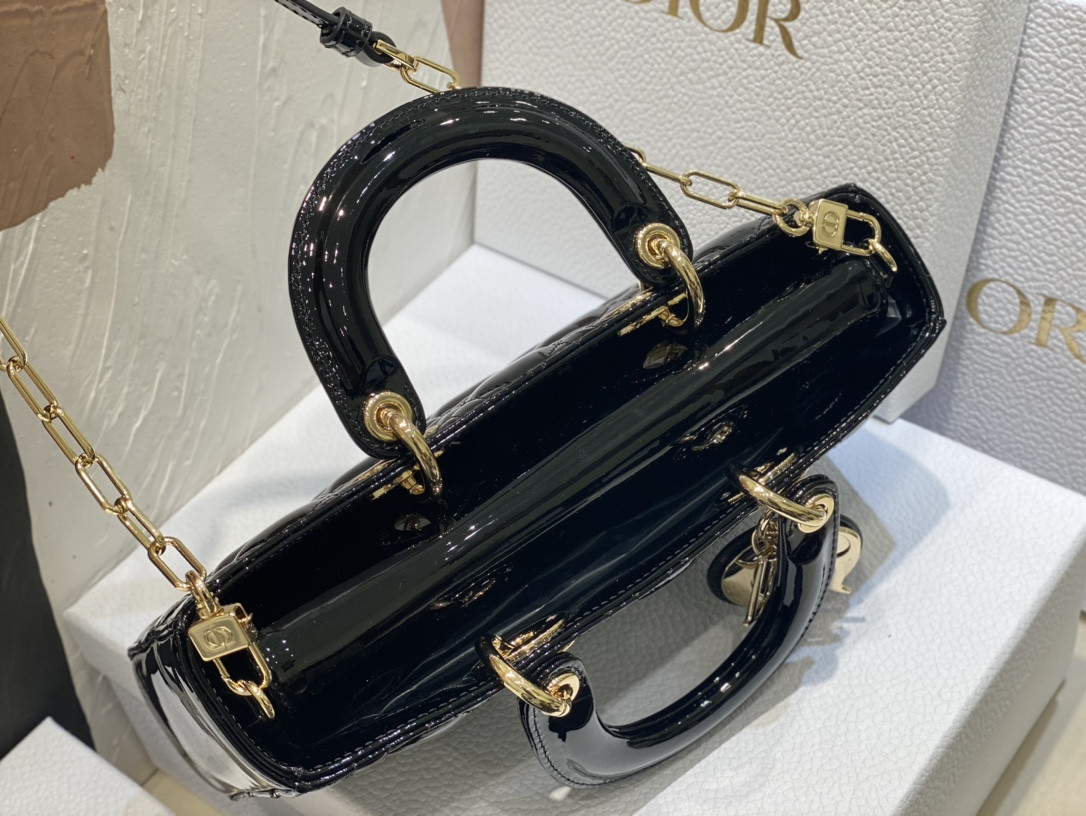 D*or small lady d-joy bag black patent 26x6x14cm