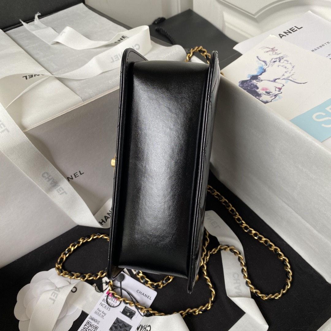 Ch*el mini flap bag black 12×19×8cm