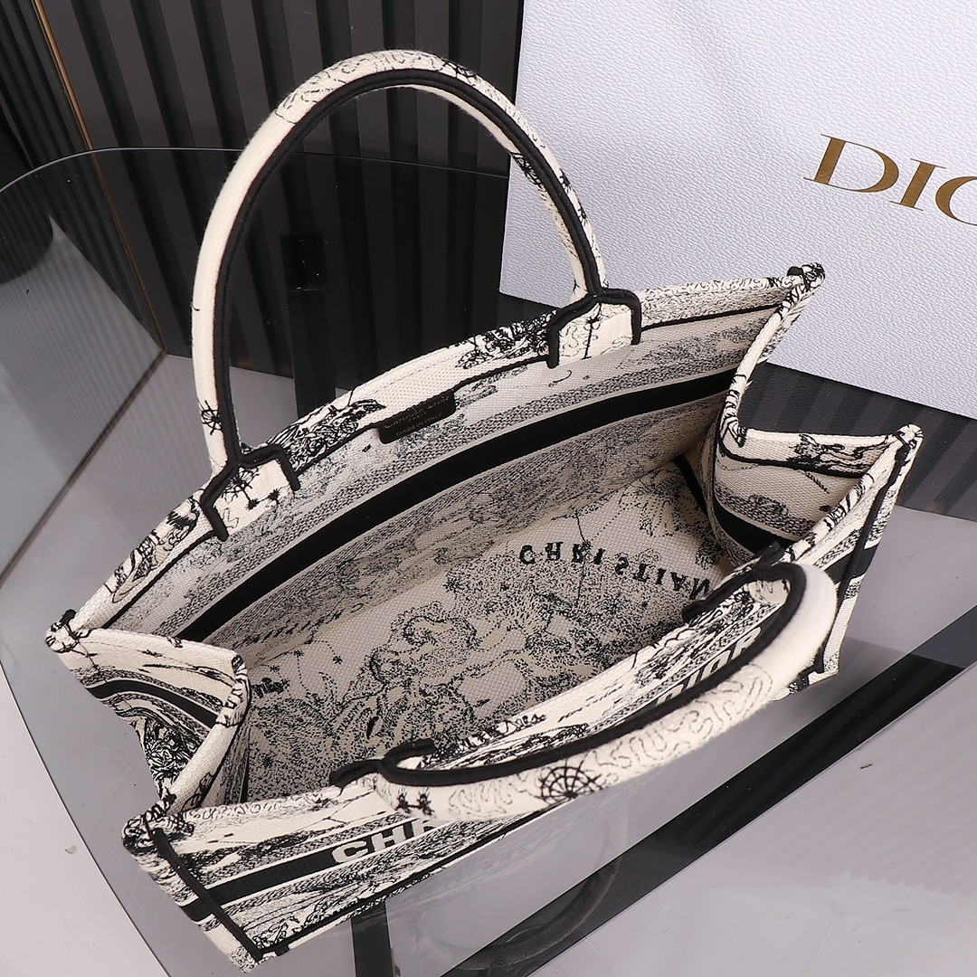 medium D*or book tote de jouy zodiac 14 x 11 x 6.5 inches
